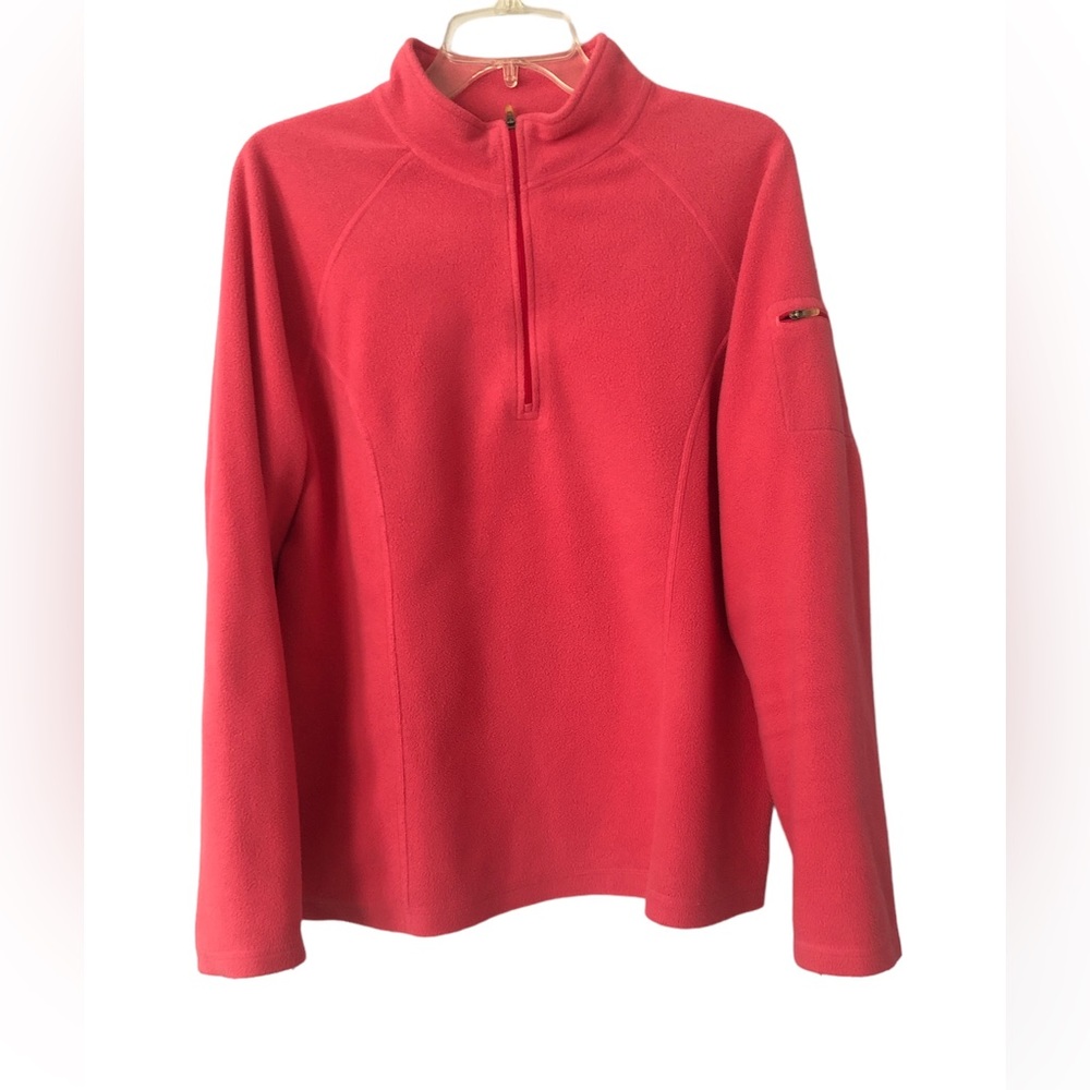 LL Bean Pink Active Quarter Zip Fleece Top